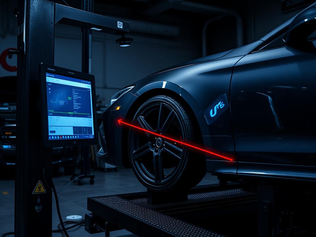 Equipamento computadorizado de alinhamento de direção com sensores a laser